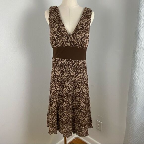 Vtg Studio Y Lace Babydoll Midi Dress Sz L Dark Cottagecore Whimsigoth Tie-back - Picture 1 of 13
